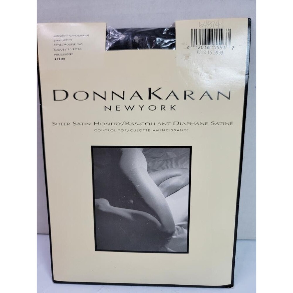 Donna Karan New York Sheer Satin Hosiery Midnight Navy Small Petite Control Top